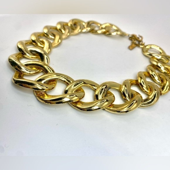 Vintage YSL Yves Saint Laurent Signed Runway Chunky Gold Plated Link Chain - Picture 9 of 11